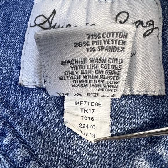 American Rag Overalls Sz 22W Patchwork Cropped Frayed Hem Aged Weathered - Picture 9 of 16